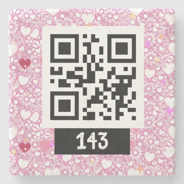 143 secret QR code message, say it decode it. v3 Stone Coaster (Front)