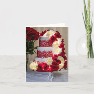 1458-Wedding Cake, Bouquet, Rings and Veil Invitation