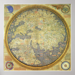 1460 The Fra Mauro Inverted World Map Poster