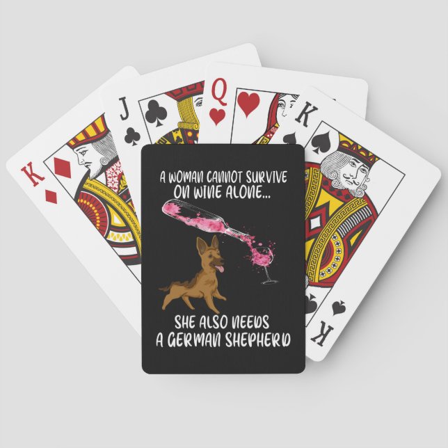 14 A Woman Cannot Survive On Wine Alone She Also N Playing Cards (Back)