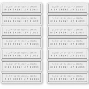 14 Étiquettes de Gloss Lip transparent 2,9 X 0,85 