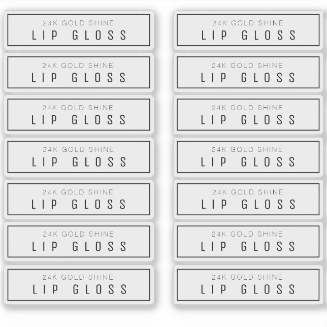 14 Étiquettes Gloss Lip Clair 2,9 X 0,85 Pouce (Devant)