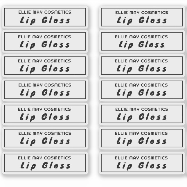 14 Étiquettes Gloss Lip Clair 2,9 X 0,85 Pouce (Devant)