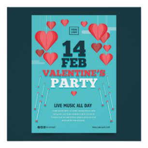 14 FEB Valentine's Party  Poster