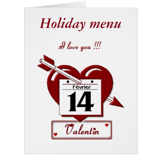 14 février : Menu pour Valentine - (Devant)