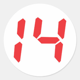 14 fourteen  red alarm clock digital number classic round sticker