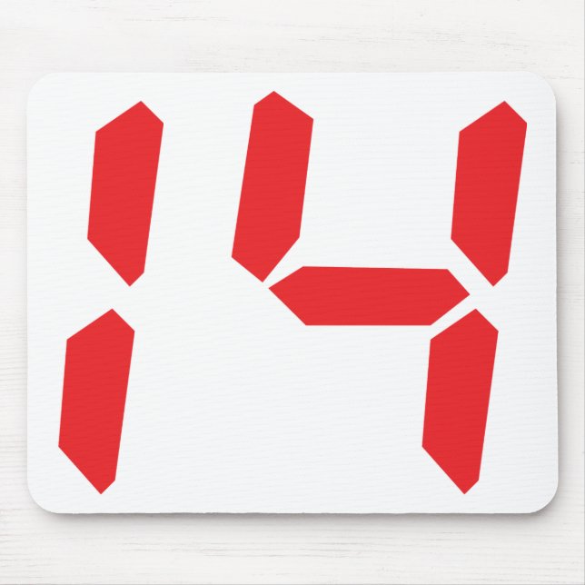 14 fourteen  red alarm clock digital number mouse pad (Front)