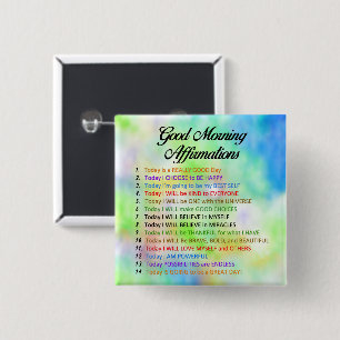 14 Good Morning Affirmations for Positive Living 2 Inch Square Button