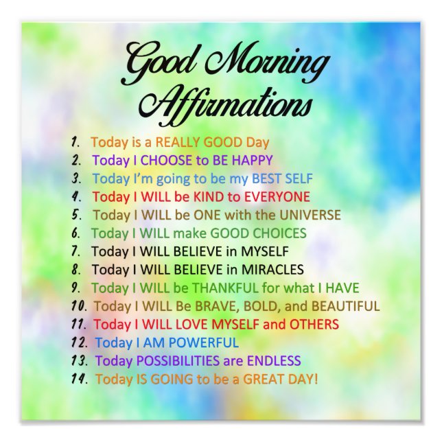 14 Good Morning Affirmations for Positive Living Photo Print (Front)