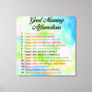 14 Good Morning Affirmations - Positive Thinking C Canvas Print