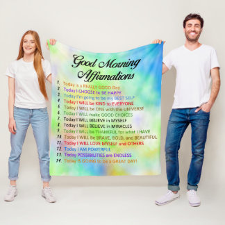 14 Good Morning Affirmations - Positive Thinking Fleece Blanket