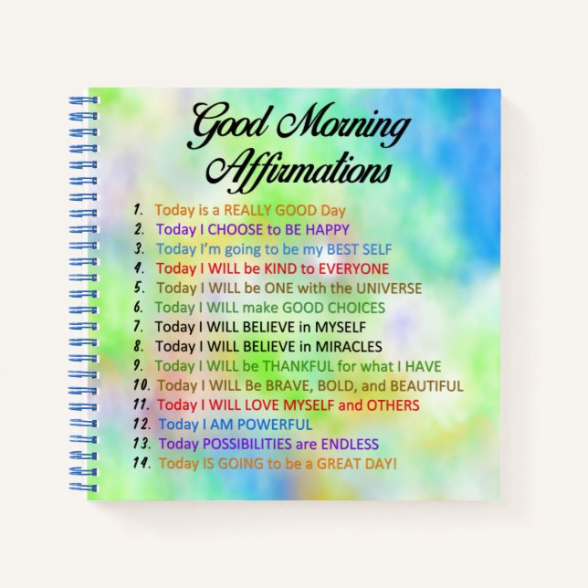 14 Good Morning Affirmations - Positive Thinking Notebook (Front)