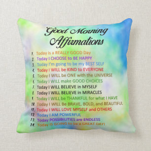 14 Good Morning Affirmations - Positive Thinking Throw Pillow