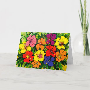 14 - Hibiscus  Color Flowers Card