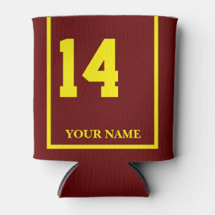 14 Maroon with Yellow Horse Saddle Blanket Custom Can Cooler
