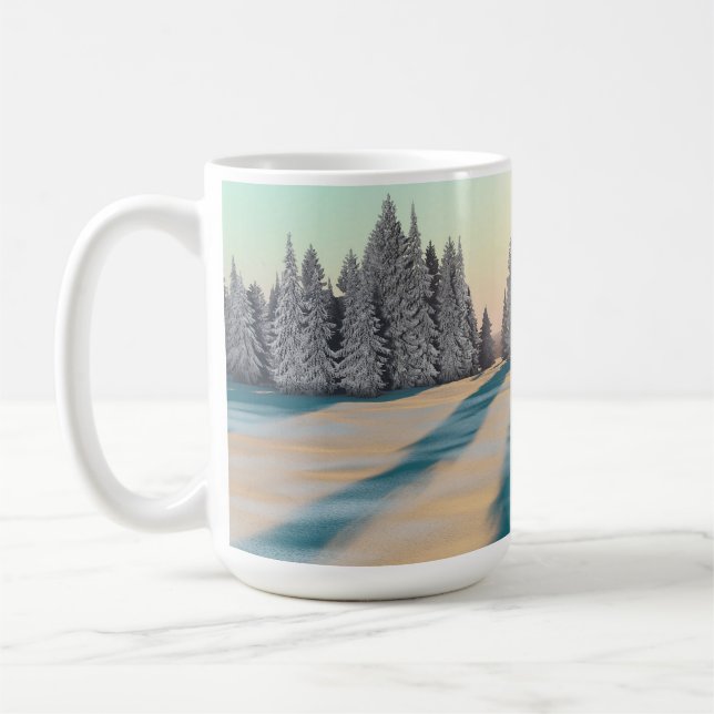 14 oz mug with "Dusting of Snow" image (Left)
