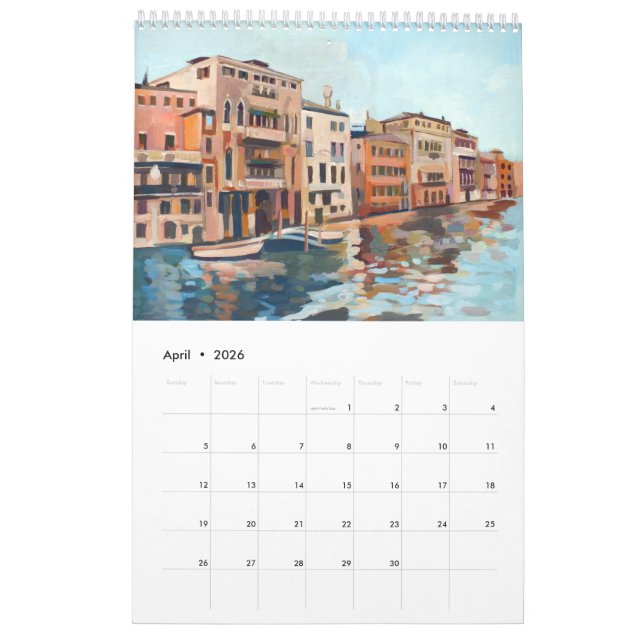 14 Paintings of Venice, Italy Calendar (Apr 2026)