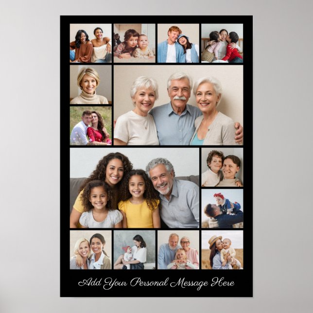 14 Photo Collage Add Your Own Greeting  Poster (Front)