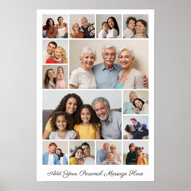 14 Photo Collage Add Your Own Greeting Poster (Front)