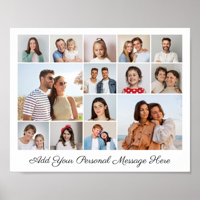 14 Photo Collage Add Your Own Greeting Poster (Front)