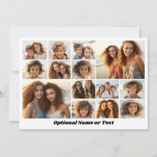 14 Photo Collage - Modern Minimal White Holiday Card