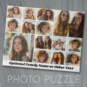 14 Photo Collage - Modern Minimal White Jigsaw Puzzle
