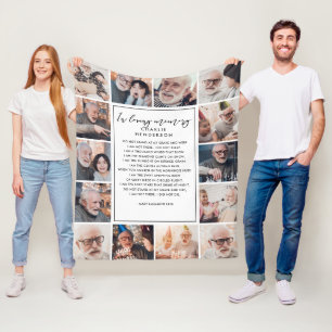 14-Photo In Loving Memory Name & Custom Quote Fleece Blanket