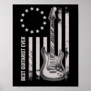 14 Retro Best Guitarist Ever American Guitar Dad Poster