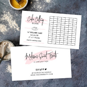 14" Square Wedding Cake 2x1 Portions Cutting Guide Enclosure Card