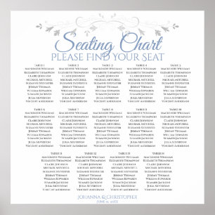 14 Table Blue & Grey Wedding Seating Chart