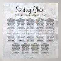 14 Table White Peonies Wedding Seating Chart