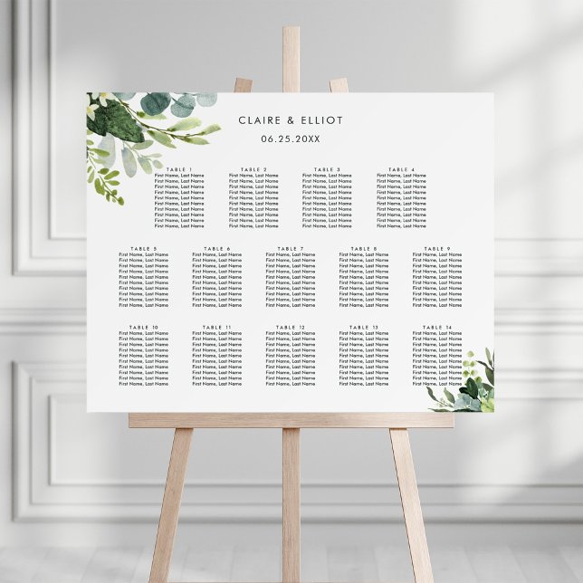 14 Tableau Eucalyptus Foliage Mariage Siège (Créateur téléchargé)