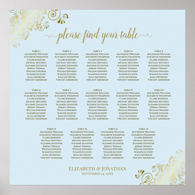 14 Tableau Poudre Mariage bleu et or Tableau de si (Devant)