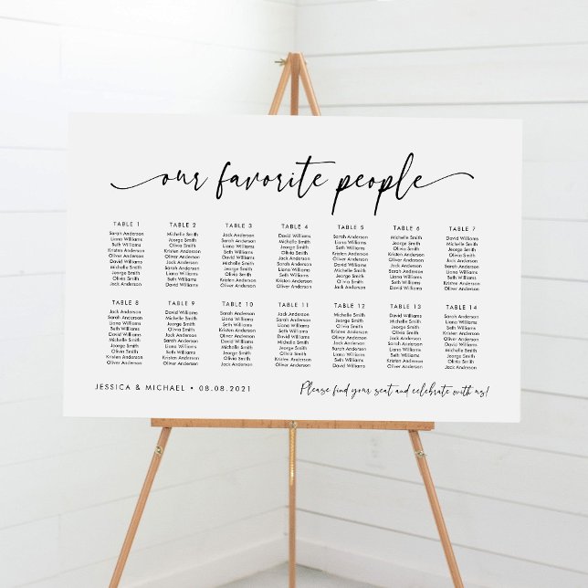 14 Tables Our Favourite People Seating Chart Plan (Creator Uploaded)
