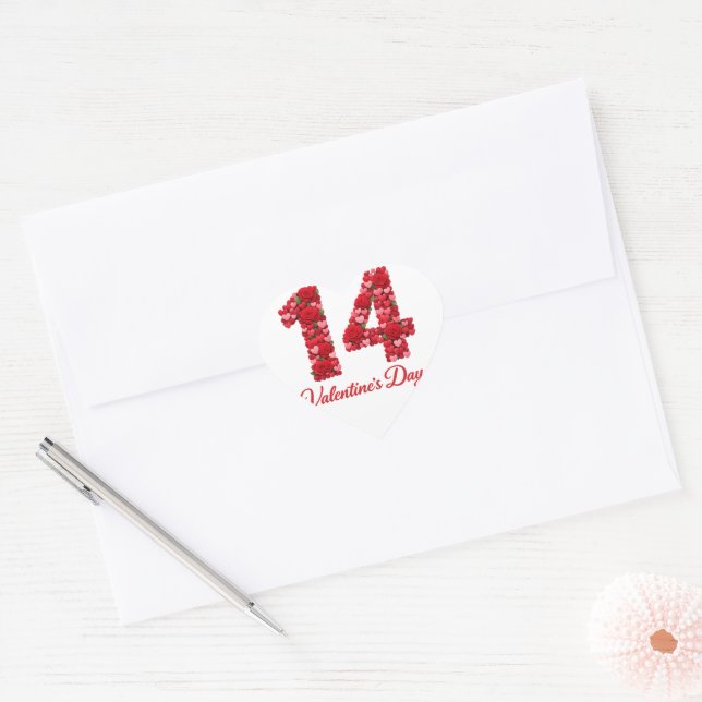14 Valentine’s Day Heart Number Sticker | Romantic (Envelope)