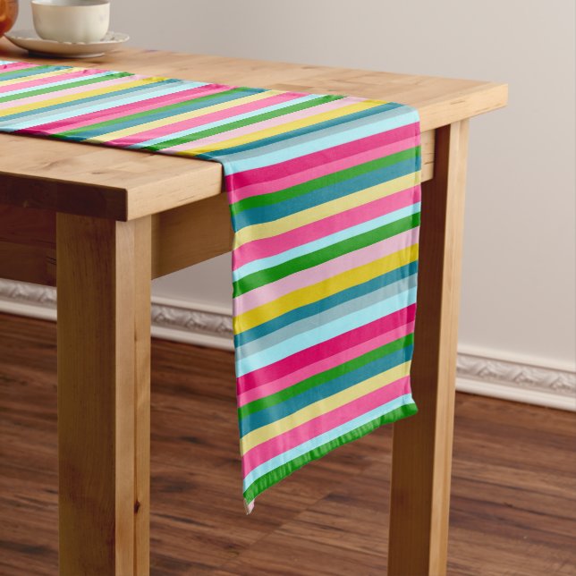 14" X 72" Table Runner, Carlson Stripes, Spring Me Medium Table Runner (In Situ)