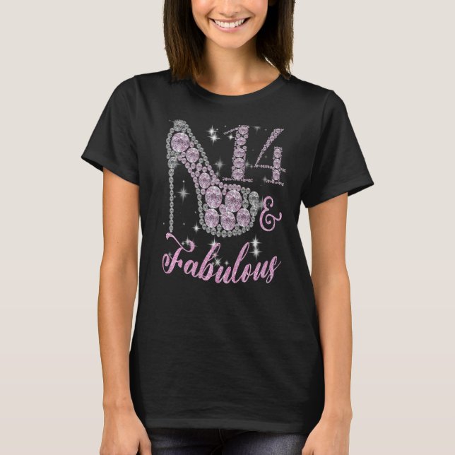 14 Year & Fabulously Sparkly Pumps Shoes 14th Birt T-Shirt (Front)