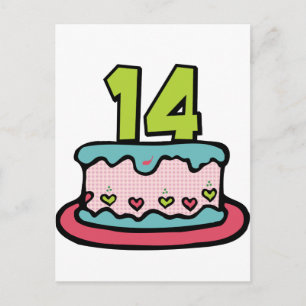 14 Year Old Birthday Cake Postcard