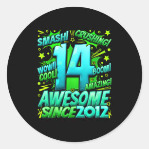 14 Year Old For Boys 14th Birthday Boy 14 Year Old Classic Round Sticker