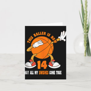 14 Year Old Happy 14th Birthday Basketball 14th Bi Card