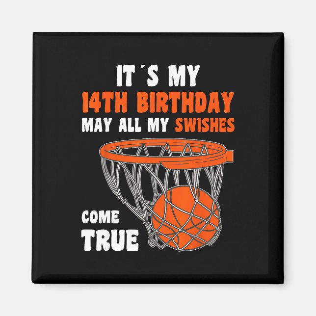 14 Year Old Happy 14th Birthday Basketball 14th Bi Magnet (Front)