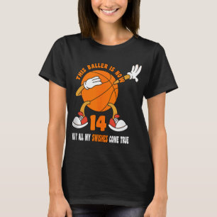 14 Year Old Happy 14th Birthday Basketball 14th Bi T-Shirt