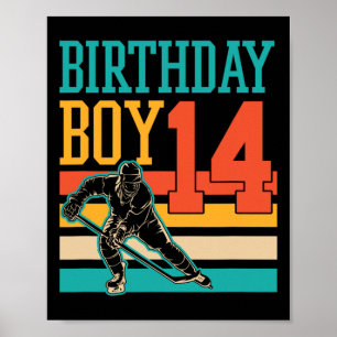 14 Year Old Ice Hockey Themed 14th Birthday Party  Poster