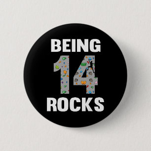 14 Year Old Rock Climber Birthday 14th Climber Bei 2 Inch Round Button