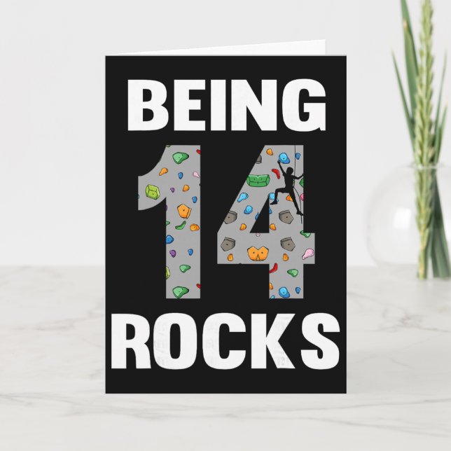14 Year Old Rock Climber Birthday 14th Climber Bei Card (Front)