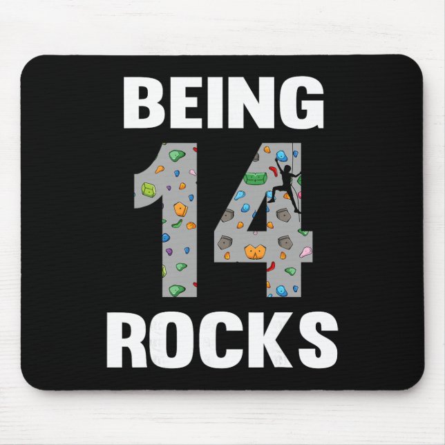 14 Year Old Rock Climber Birthday 14th Climber Bei Mouse Pad (Front)