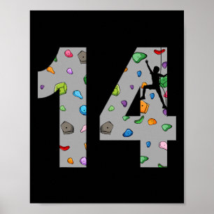 14 Year Old Rock Climbing 14th Birthday Adventure Poster