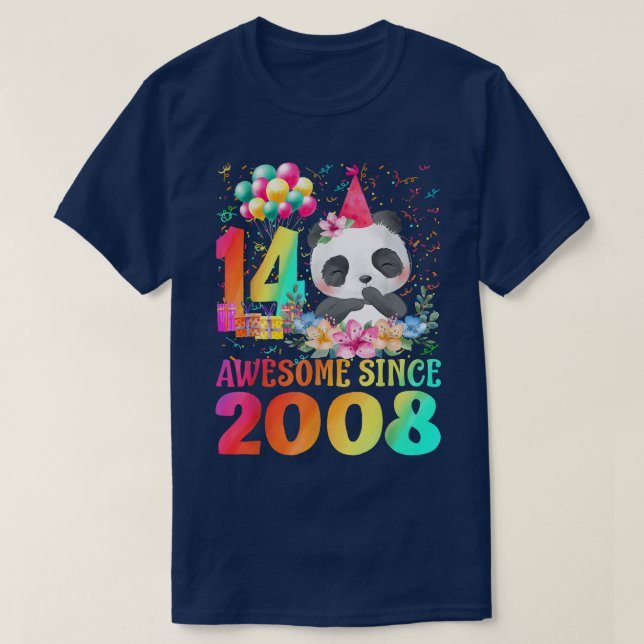 14 Years Old 14th Birthday Panda Awesome Since 200 T-Shirt (Design Front)