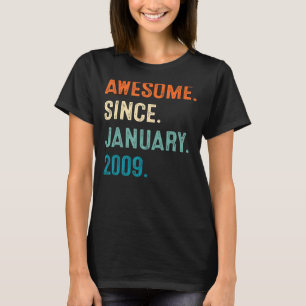 14 Years Old Awesome Since January 2009 14th Birt T-Shirt