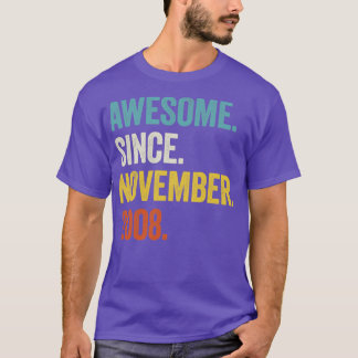 14 Years Old Awesome Since November 2008 14th Birt T-Shirt